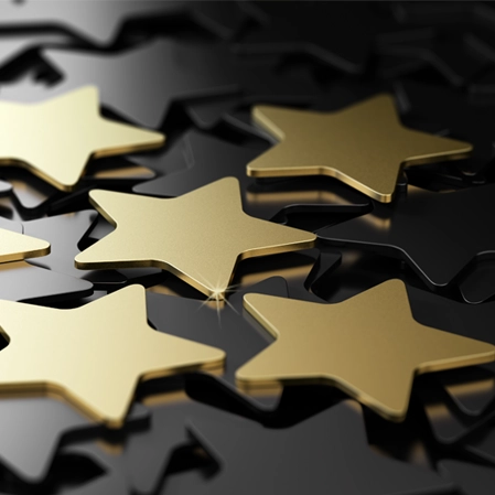 A pile of shining gold stars